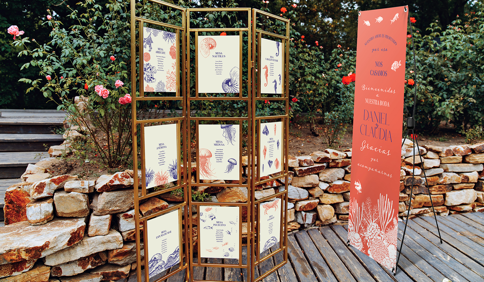 Material personalizado para bodas de exterior y eventos al aire libre